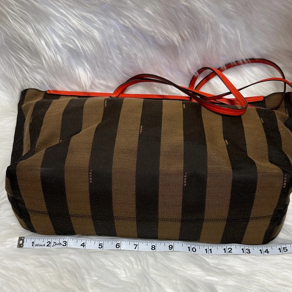Fendi Women's Striped Tote Bag - orange and Brown - Picture 12 of 16